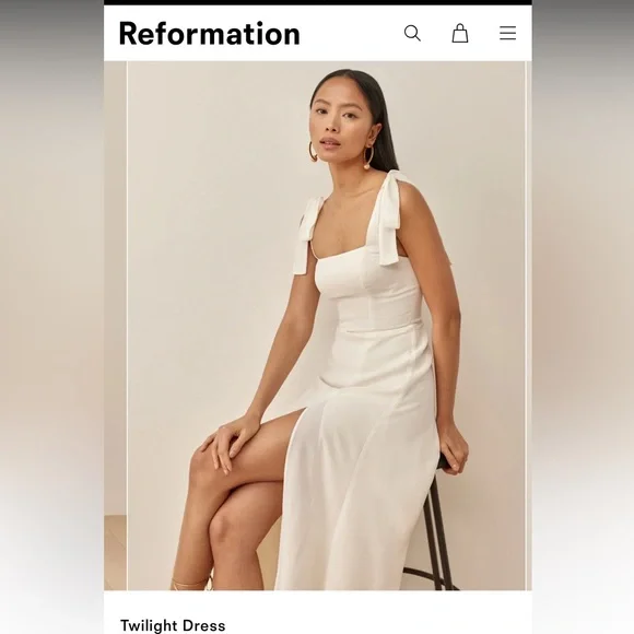 Elegant White Tie-Shoulder Midi Dress - Picture 4 of 9